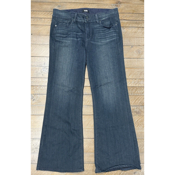 Paige Hidden Hills Boot Dark Wash and Stitch Blue Jeans Sz 33 Petite Inseam 29" - Picture 1 of 14
